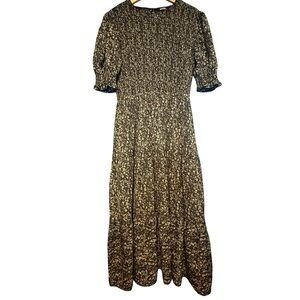 Long Black and White Floral Women's Dress Stretchy